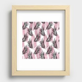 Pretty Girly Palm Leaves Pattern Recessed Framed Print
