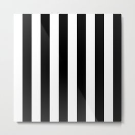 Black & White Vertical Stripes - Mix & Match with Simplicity of Life Metal Print | Watercolor, Minimalist, Boho, Pattern, Modern, Bohemian, Striped, Stripes, Black, Retro 