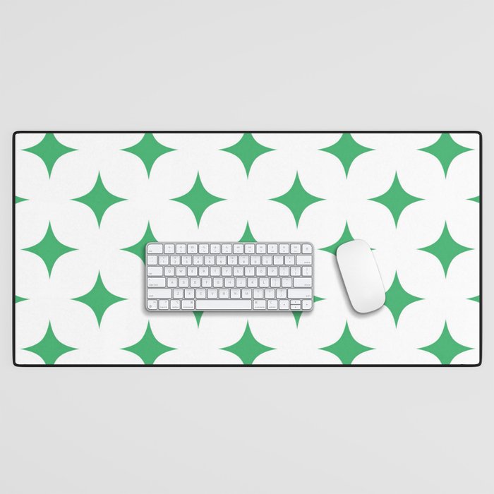 Jade and White Star Pattern Desk Mat