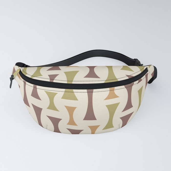 Retro Mid Century Modern Abstract Pattern 634 Brown Gold Green and Beige Fanny Pack