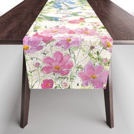 beautiful secret garden ink and watercolor Table Runner