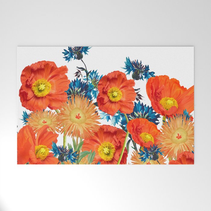 Poppies Corn Flower Marigold Wildflower  Welcome Mat