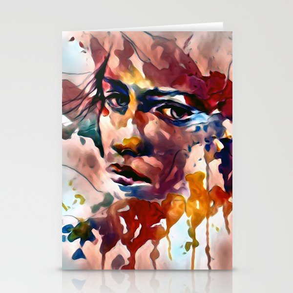 A woman's portrait - Modern artistic colorful illustration design Stationery Cards