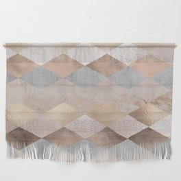 Copper and Blush Rose Gold Marble Argyle Wall Hanging
