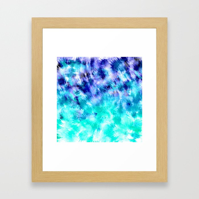 modern boho blue turquoise watercolor mermaid tie dye pattern Framed Art Print