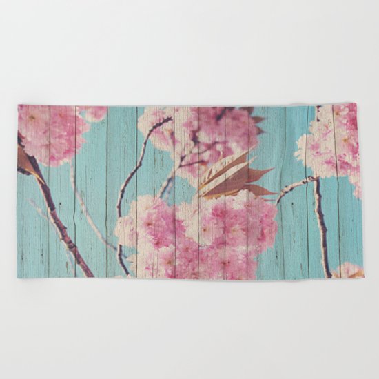 Sweet Flowers on Wood 06 Beach Towel