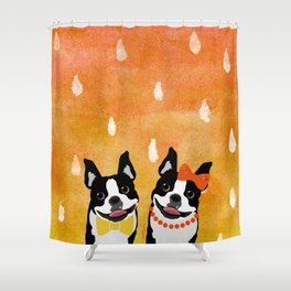 Boston Terriers Watercolor Shower Curtain