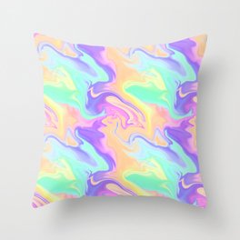 Colorful Iridescent Swirls Pattern Throw Pillow