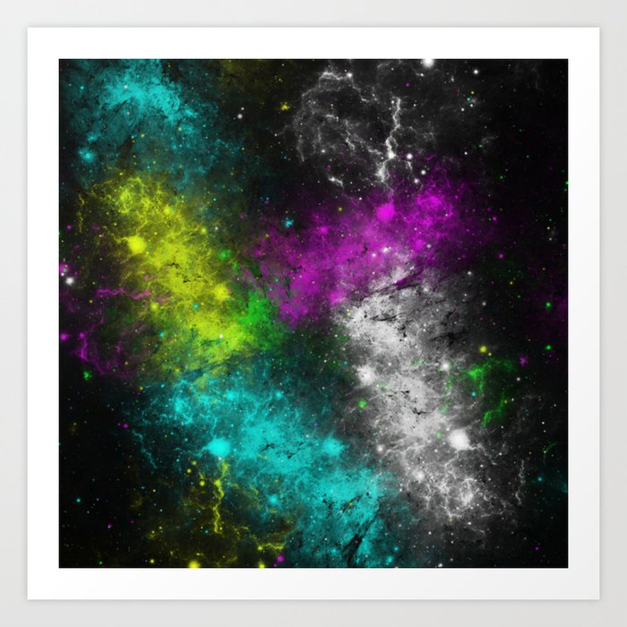 Electric Space Abstract Neon Colourful Space Painting Art