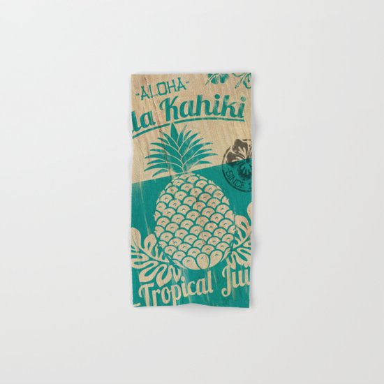 Hala Kahiki Juice Stand wooden board. Hand & Bath Towel