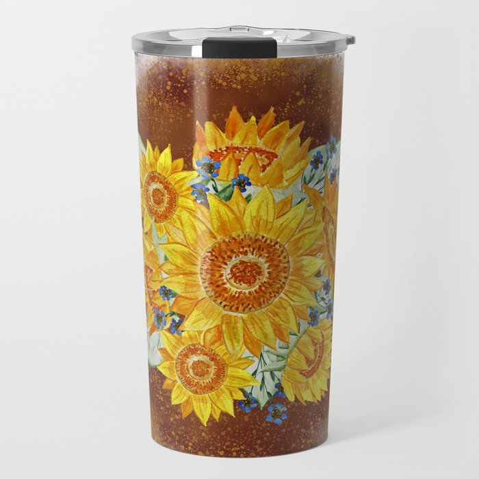 Sunflowers, Backgrounds, clipart, flower, Travel Mug