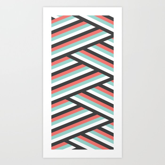 Abstract Teal and Coral  Art Print