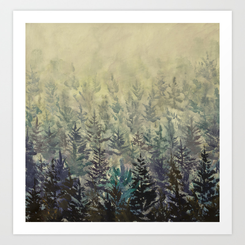 Dream Foggy Forest Landscape Acrylic Painting Fine Art On Canvas