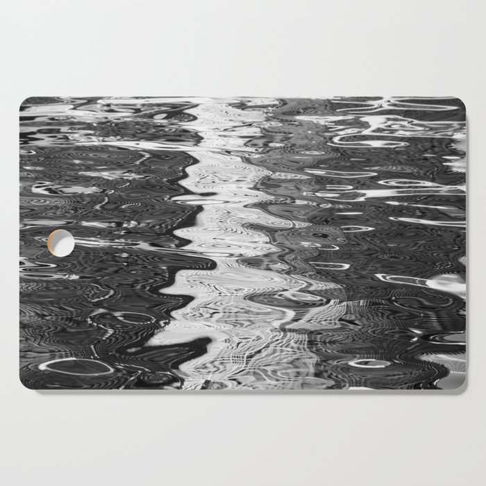Black and White Abstract Ocean Reflections Cutting Board