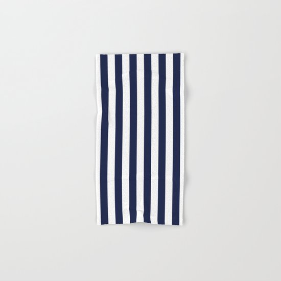 Maritime pattern- darkblue stripes on clear white- vertical Hand & Bath Towel