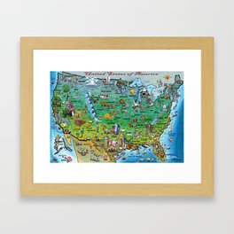 United States of America Fun Map Framed Art Print