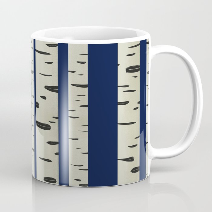 Minimal Birch Tree Forest Midnight Blue Coffee Mug