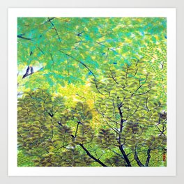 Hayami Gyoshu New Leaves Art Print | Forest, Trees, Green, Painting, Leaves 
