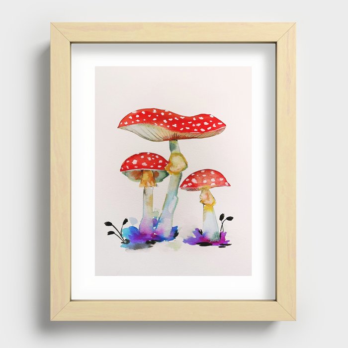 Mushroom Trio Recessed Framed Print