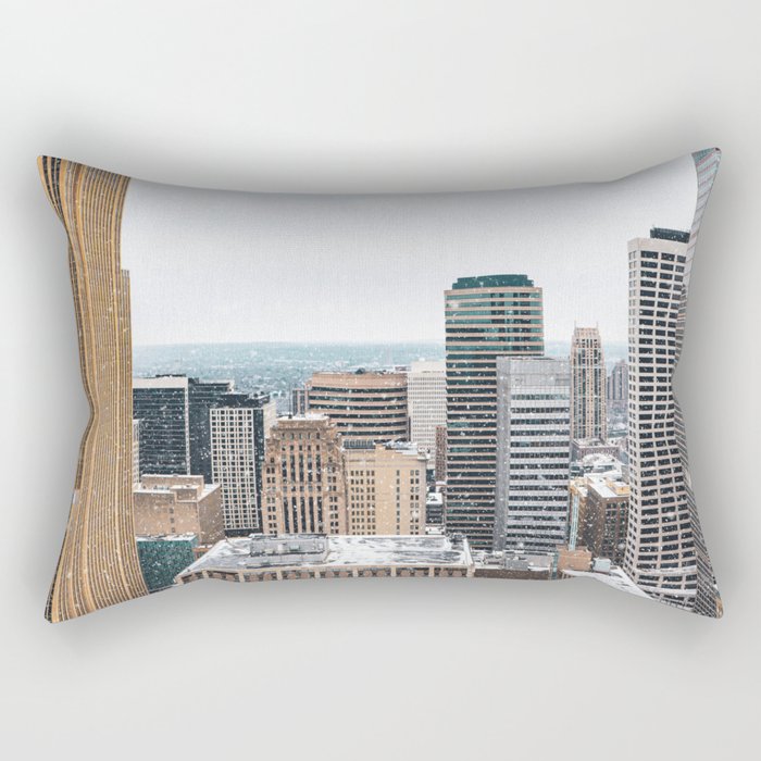Snow in the City | Photography in Minneapolis Rectangular Pillow