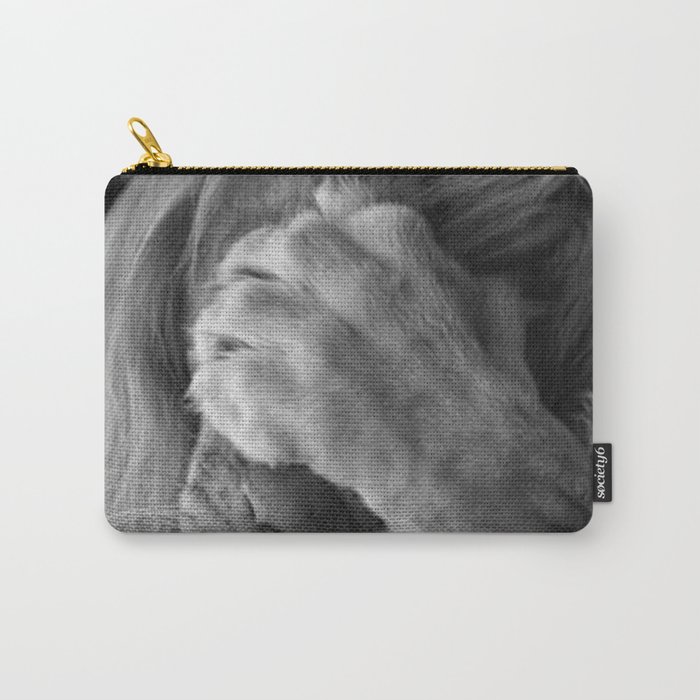 Even Lions Have Bad Days - The Lion Sleeps Tonight black and white photograph  Carry-All Pouch
