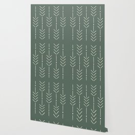 Arrow Lines Pattern in Forest Sage Green 2 Wallpaper