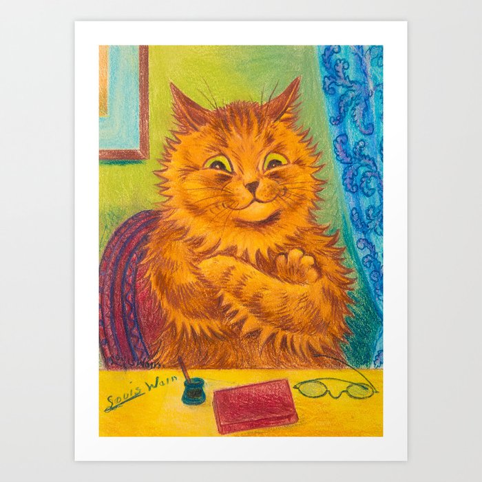 Portrait of a Literary Orange Cat by Louis Wain Art Print
