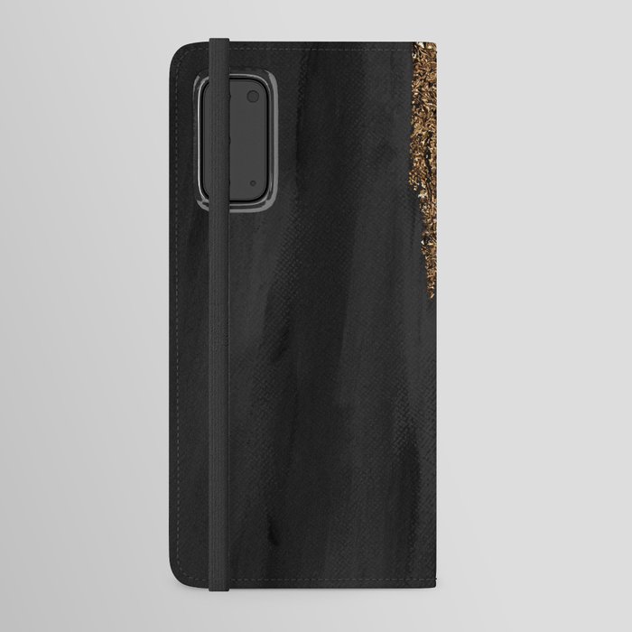 Black Paint Brushstrokes Gold Foil Android Wallet Case