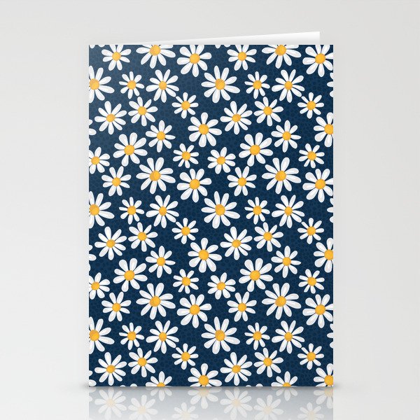 Simple and beautiful chamomile on a blue background Stationery Cards