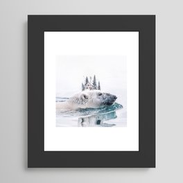 House Guardian II Framed Art Print | Polarbear, Magic, Magical, Ice, White, Heyluisa, Minimal, North, Nursery, Snow 