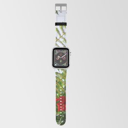 Red Hibiscus Flowers Blooming With Fern Apple Watch Band