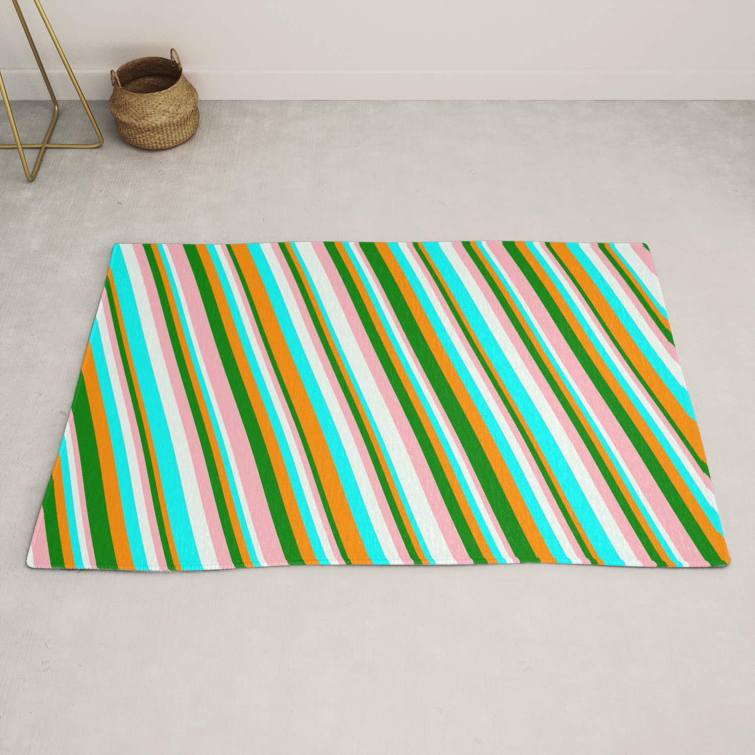 Vibrant Dark Orange Green Light Pink Mint Cream And Aqua Colored Striped Lined Pattern Rug By Aponx Society6 Mix black and green(show as the pictures) advantage. society6