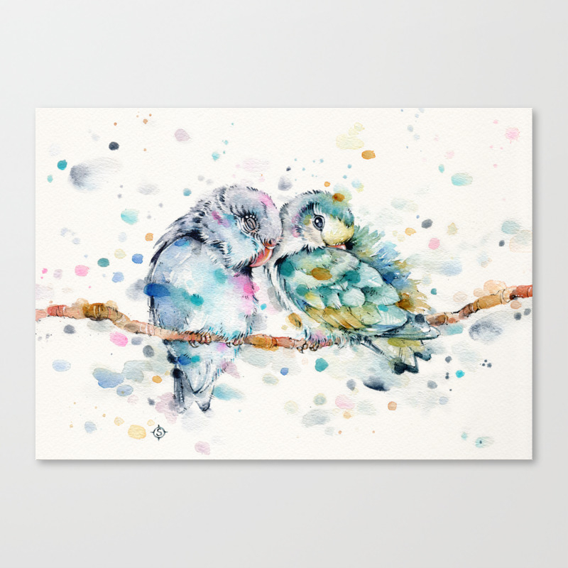 Mr Mrs Snugglepots Pacific Parrotlets Canvas Print By