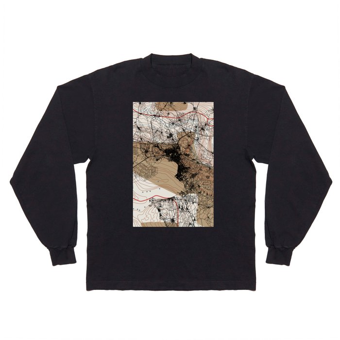 Greece, Thessaloniki. City Map Painting. Contemporary Long Sleeve T Shirt