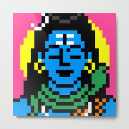 Shiva Pixel Portrait Metal Print