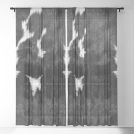 Luxe Animal Print Cowhide in Black and White Sheer Curtain