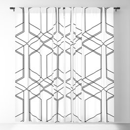 Geometric seamless pattern of black hexagons Blackout Curtain