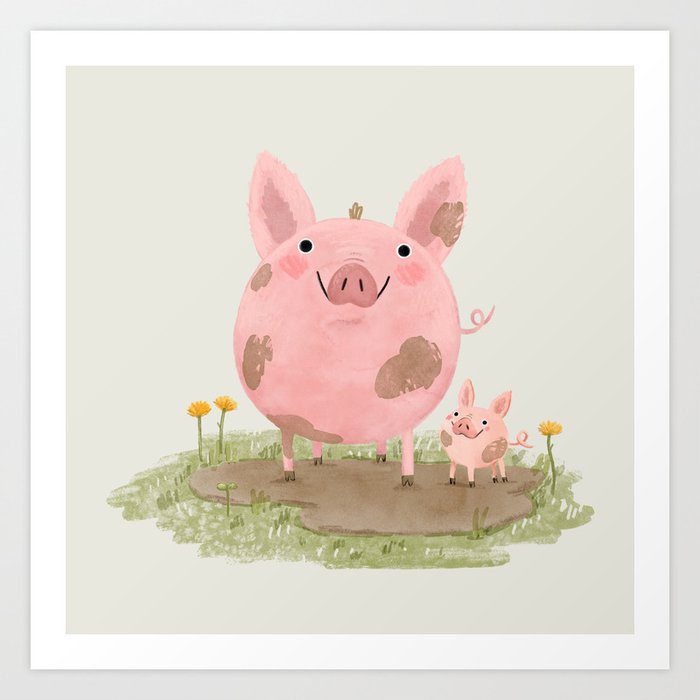 Piggies in a Mud Puddle Art Print