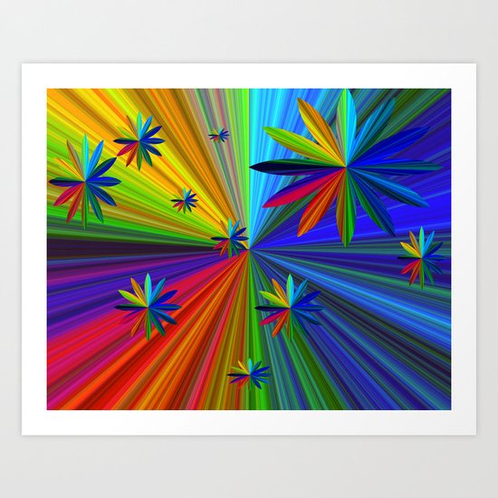 Rainbow Flowers Art Print