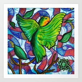 Lilian's Lovebird -Heart Chakra Meditation Art Print