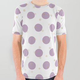 Modern geometric lavender white gold polka dots All Over Graphic Tee
