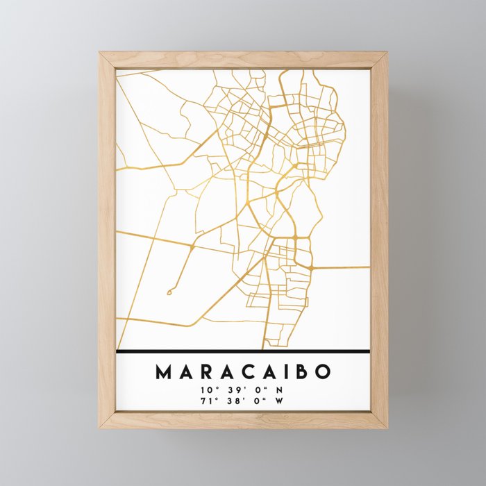 MARACAIBO VENEZUELA CITY STREET MAP ART Framed Mini Art Print