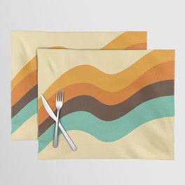Retro 70s Style Abstract Rainbow in Orange, Brown, Light Blue and Yellow Placemat