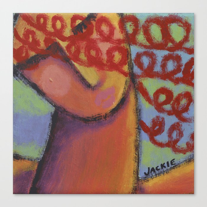 Curly Red Hair Abstract Acrylic Painting On Ceramic Tile Canvas Print By Jackieludtke Society6