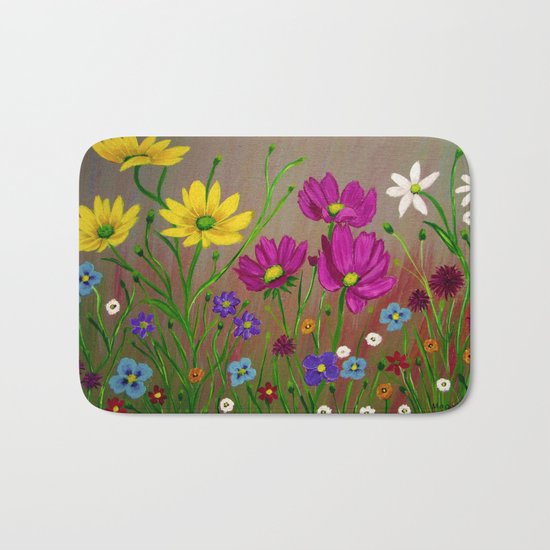 Spring Wild flowers Bath Mat
