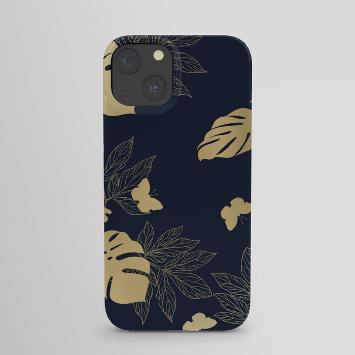 Palm Leaves and Butterflies Floral Prints iPhone Case