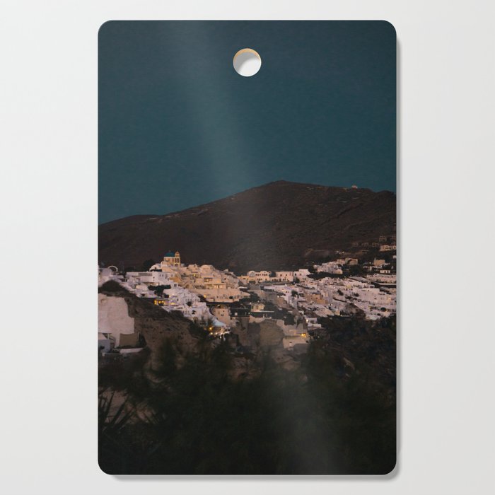 Santorini By Night | Greek Island Vibes in the Evening | City Lights and Dark Skies | Travel and Night Photography Fine Art Cutting Board