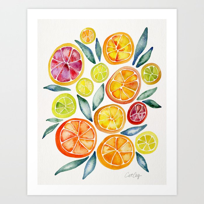 Sliced Citrus Watercolor Art Print