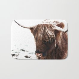 Scottish highland cattle Bath Mat | Photo, Scottish, Cow, Fur, Horns, Highland, Animal, Light, Cattle, Grasslands 