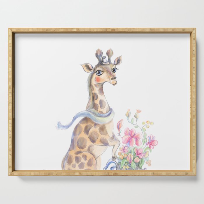 Sublimation Design, Giraffe, PNG Clipart, Giraffe on the bicycle, New Baby Card Design Serving Tray